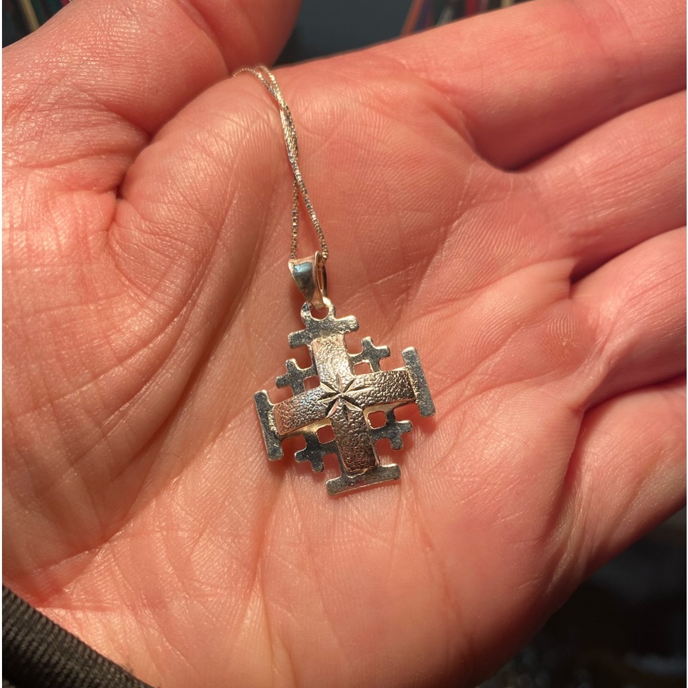 Sterling silver Roman cross pendant & necklace